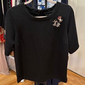Banana Republic Black Top with Floral Accents